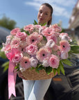 Pink Elegance Floral Basket