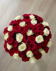 White & Red Premium Rose Bouquet
