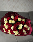 White & Red Premium Rose Bouquet