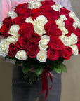 White & Red Premium Rose Bouquet