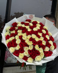 100 stems of White & Red Roses