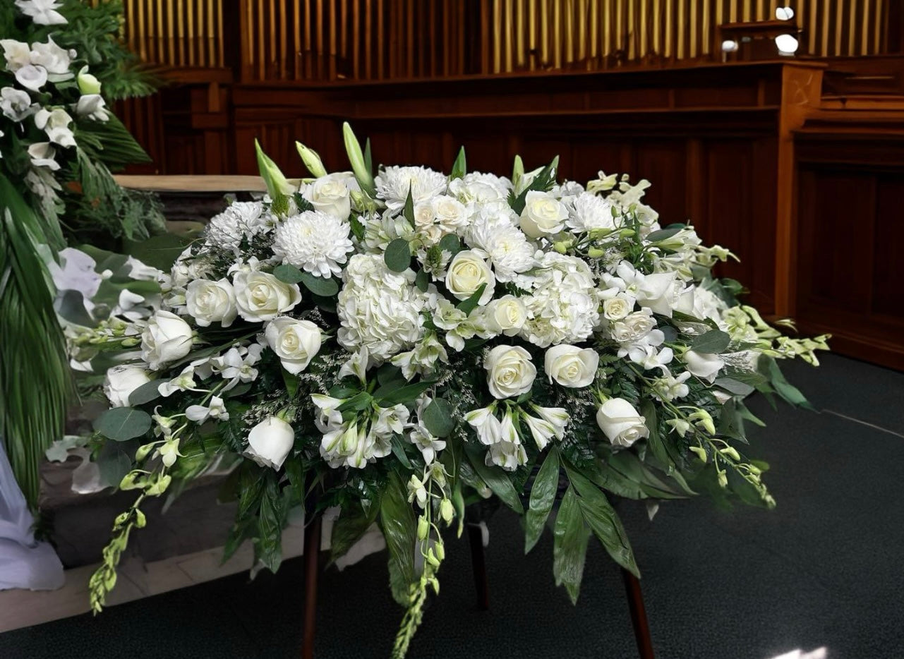 Pure White Casket Spray #101 image 1