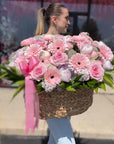 Pink Elegance Floral Basket
