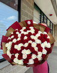 100 stems of White & Red Roses
