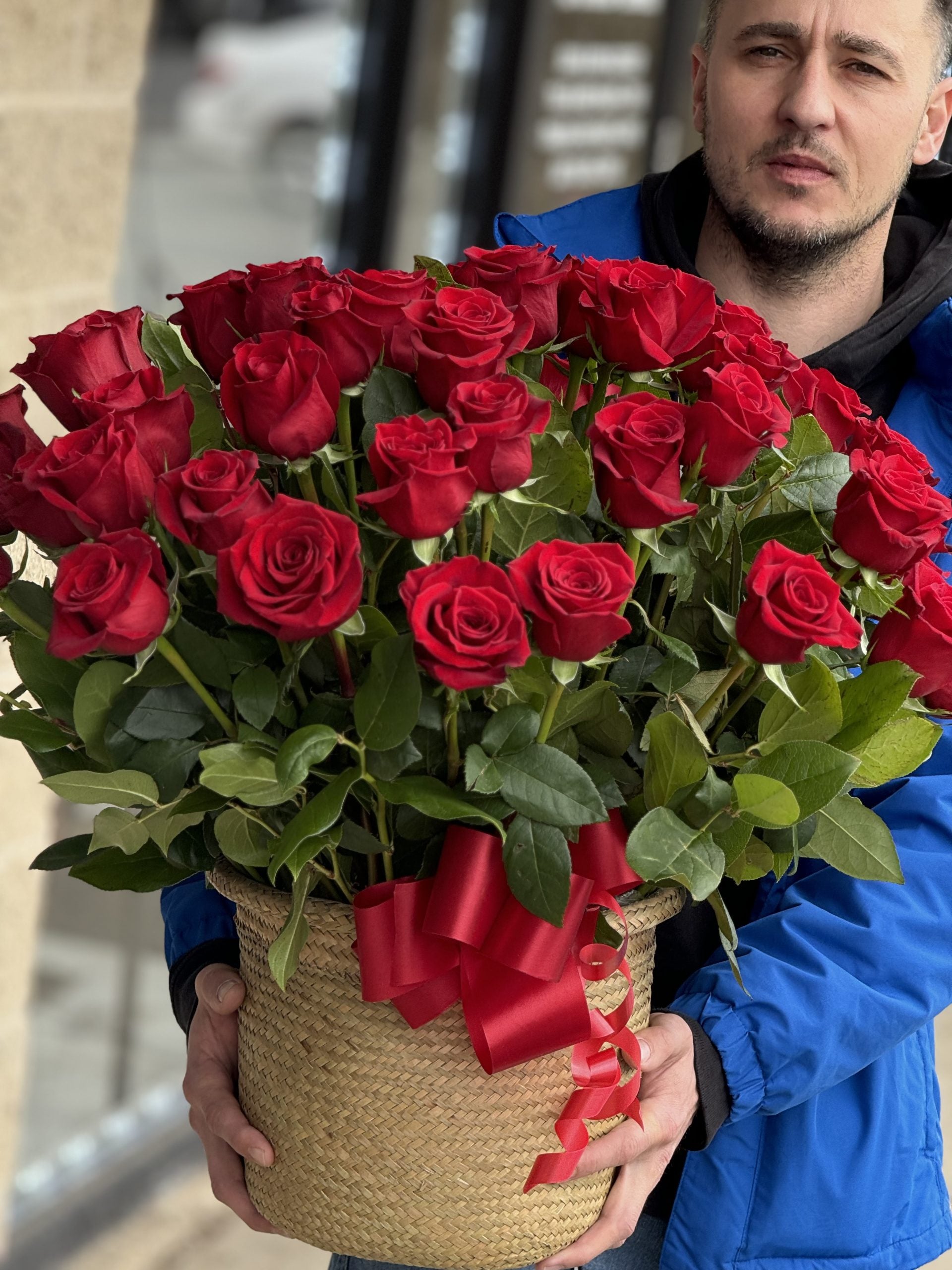 Flower basket of 50 red roses #41 image 1