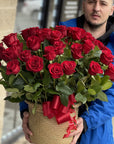 Flower basket of 50 red roses 