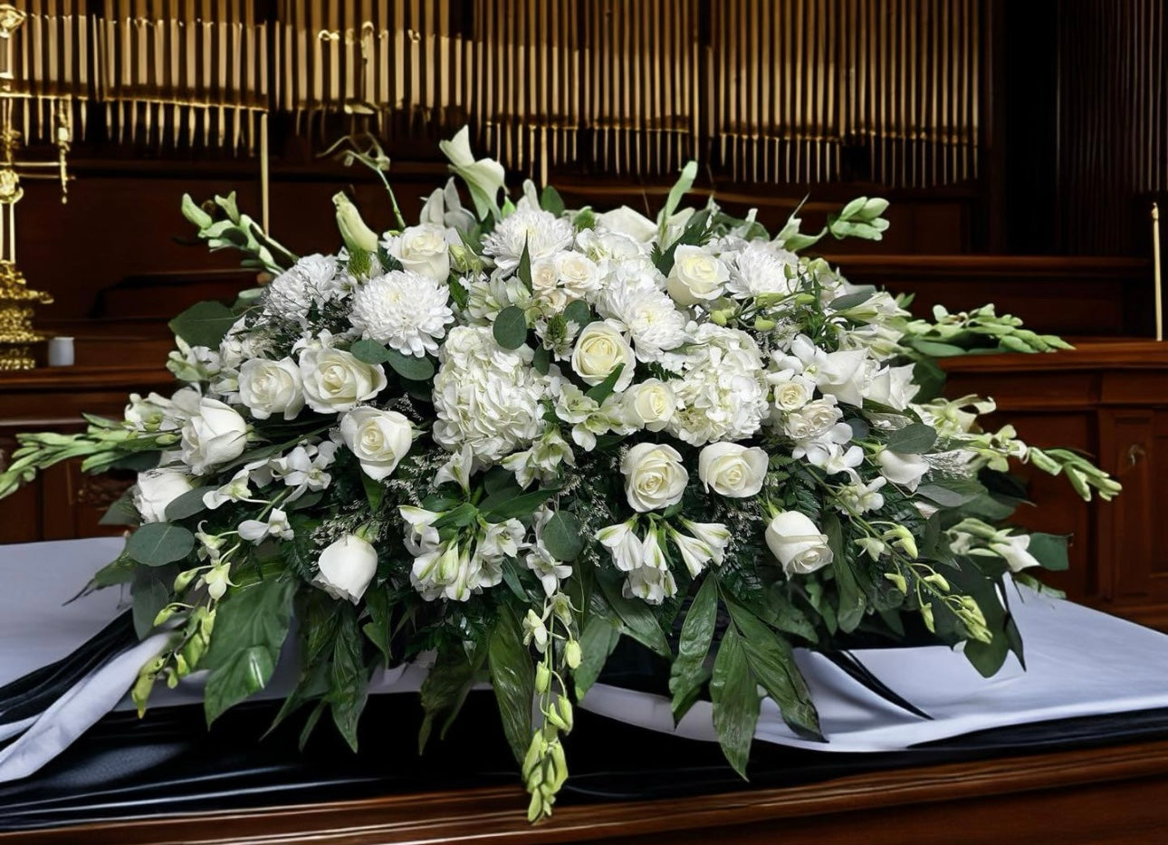 Pure White Casket Spray #101 image 0