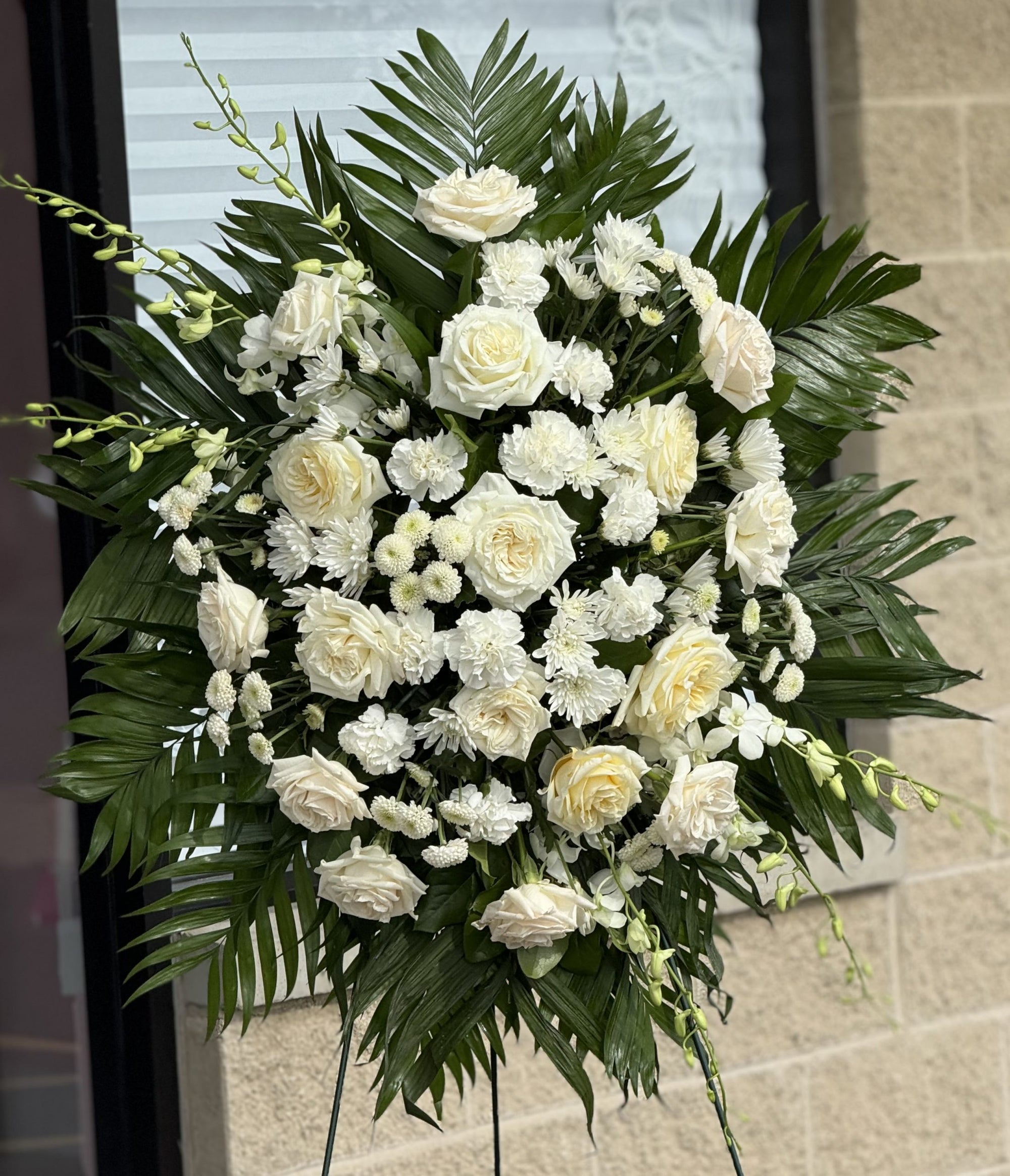 White Funeral Standing Spray #65 image 1
